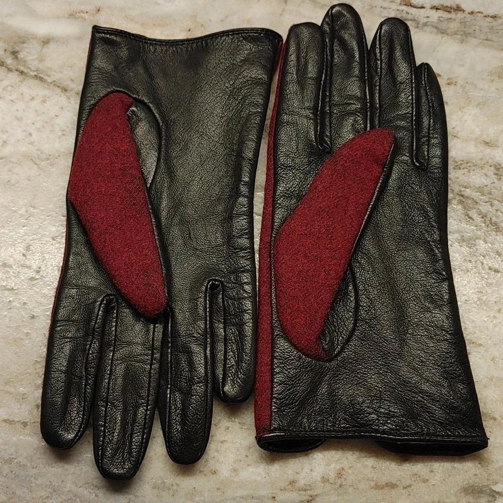 Vintage Eddie Bauer Wool and Leather Gloves Size L
